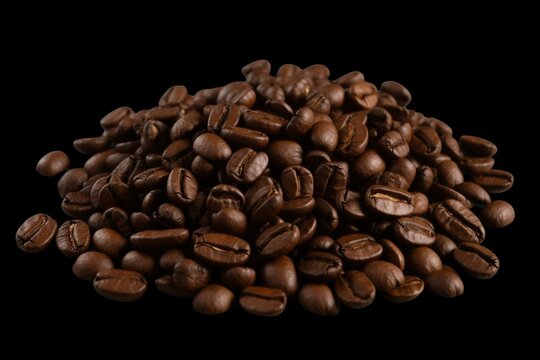 An image of roasted coffee beans on a transparent background. Generative AI