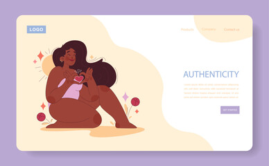 Authenticity web banner or landing page. Black female young adult