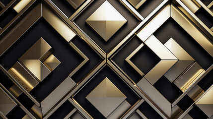 Black and Gold Geometric Pattern Seamless Abstract Art Deco Background