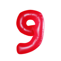 赤いバルーンの文字。数字の9。