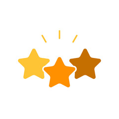 Three stars line icon. Rating, favorites, likes, rating, charts, victory, championship. Vector color icon on white background for business and advertising