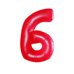 赤いバルーンの文字。数字の6。