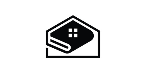logo design combining the shape of a house with a book.