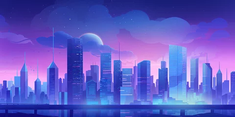 Deurstickers Concept illustration of futuristic cityscape with skyscrapers © lin