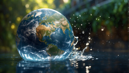 Obraz na płótnie Canvas earth with splashes of water
