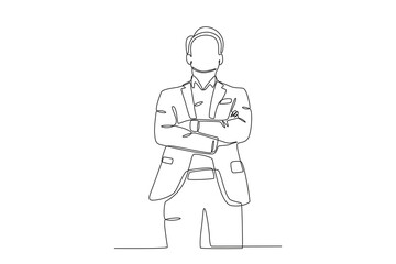 A CEO stood gallantly. Corporate leader one-line drawing