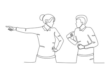 A leader scolded his staff. Corporate leader one-line drawing