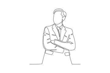 A leader wearing a neat suit. Corporate leader one-line drawing