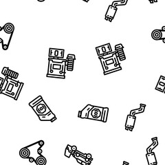 car mechanic auto vector seamless pattern thin line illustration