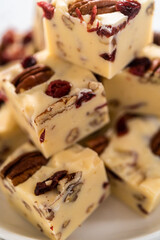 Homemade White Chocolate Cranberry Pecan Fudge