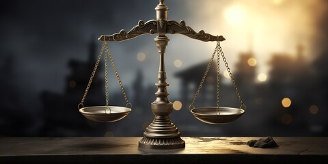 Background Of Scales Of Justice With Bowl On Black Background