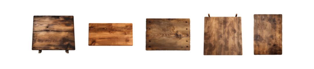 Wooden board vector set isolated on white background - obrazy, fototapety, plakaty