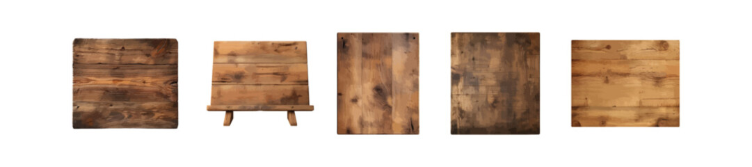 Wooden board vector set isolated on white background