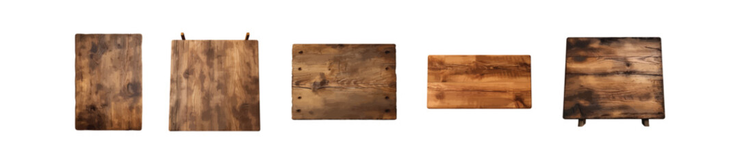 Wooden board vector set isolated on white background