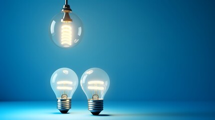 Light bulbs and energy saver bulb on blue background