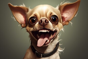 Funny chihuahua illustration with a silly expression, perfect for meme and caricature purposes. Generative AI - obrazy, fototapety, plakaty