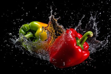 pepper and water splashing. Generative AI