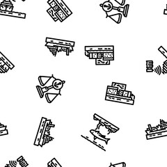 marine engineering ship vector seamless pattern thin line illustration