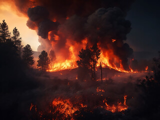 Fototapeta na wymiar Fire burning smoke nature destructive