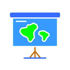 Map of europe and africa on stand line icon. Geography, study, science, continent, country, world, geolocation. Vector color icon on white background for business and advertising