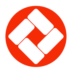 Squares in a circle, rounds with squares, logo, red circle
