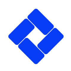 Blue diamond logo, square, four quadrilaterals, shapes, clean