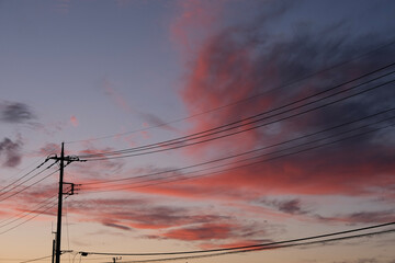 power lines at sunset