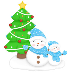 snowman with christmas tree