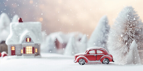 snow covered car ,