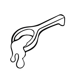 Wooden spoon with honey, vector