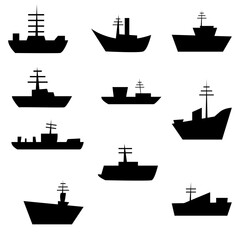 simple ship silhouette icon set. flat style vector