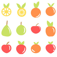Simple fruit set icon. flat style vector