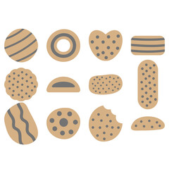 Simple biscuit set icon. flat style food vector
