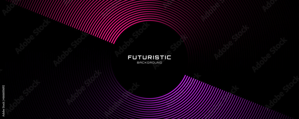 Poster 3d pink purple techno abstract background overlap layer on dark space with glowing circles shape dec