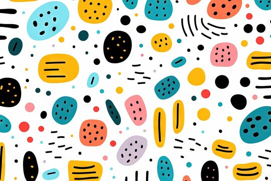 Mod&egrave;le sans couture de doodle abstrait ligne dr&ocirc;le et mignon. Fond d&rsquo;&eacute;cran minimaliste pour les enfants. Toile de fond simple et enfantine. IA g&eacute;n&eacute;rative, IA