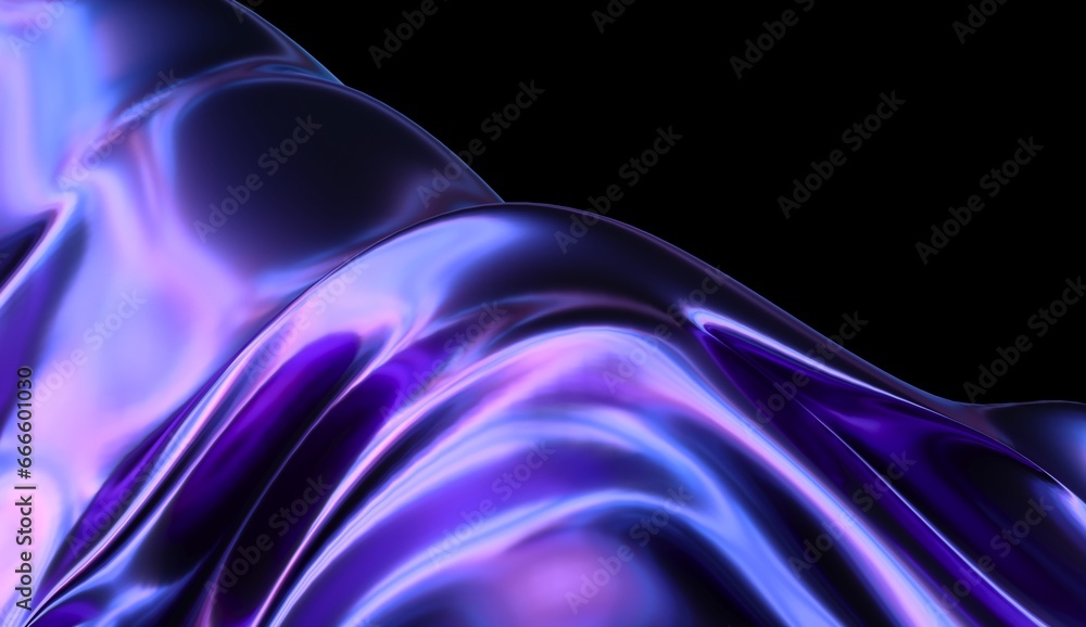 Fototapete abstract iridescent wavy shape with colorful gradient. 3d rendering illustration for graphic design,