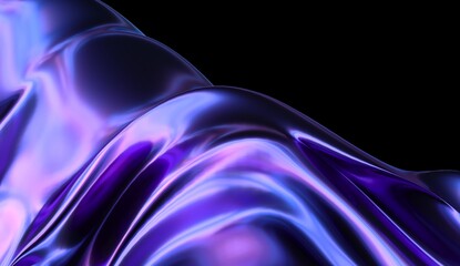 abstract iridescent wavy shape with colorful gradient. 3d rendering illustration for graphic design, presentation or background