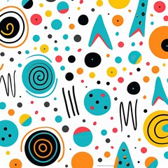 Naklejka premium Modèle sans couture de doodle abstrait de ligne drôle. Fond d’écran minimaliste pour les enfants. Toile de fond simple et enfantine. IA générative, IA