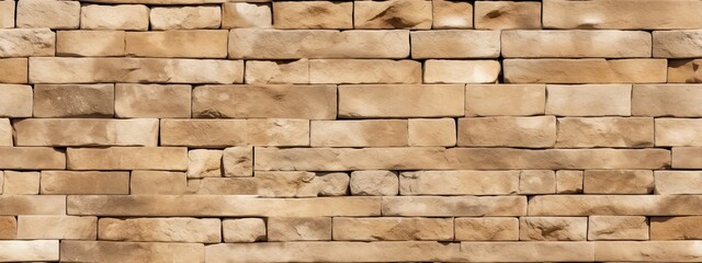 Seamless old sandstone brick wall background texture. Tileable antique vintage stone blocks, tiles surface pattern. Rustic cottagecore wallpaper , backdrop.