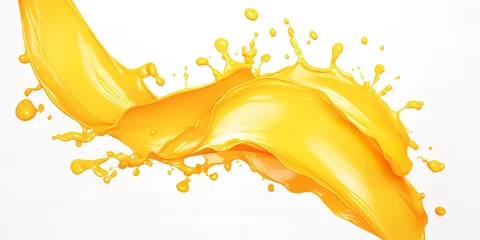Rolgordijnen Fresh orange juice splashes on a white background © candra