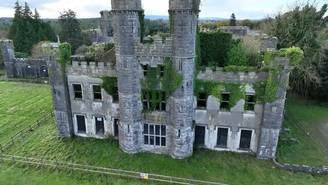 Castle Saunderson abandoned castle in county cavan, ireland drone footage