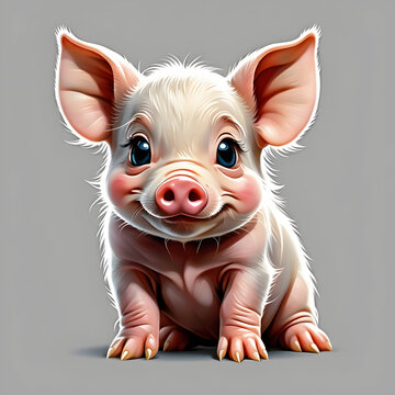 piglet isolated, Transparent vector style. ai generative