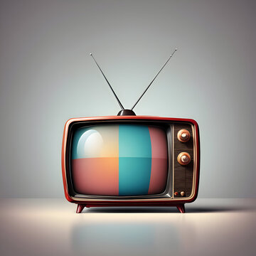 Retro Television Isolated, Transparent Vector Style. Ai Generative