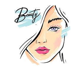 Portrait of beautiful young woman. Glamour fashion beauty face