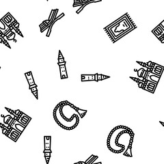 islam ramadan muslim vector seamless pattern thin line illustration