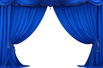 A stunning blue curtain with gold tassels that adds elegance and glamour to any stage or event.Created with generative AI - obrazy, fototapety, plakaty