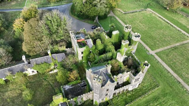 Castle Saunderson abandoned castle in county cavan, ireland drone footage
