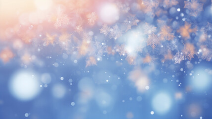 Obraz na płótnie Canvas Christmas background blue blurred with delicate snowflakes