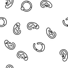 piercing ring earring nose vector seamless pattern thin line illustration