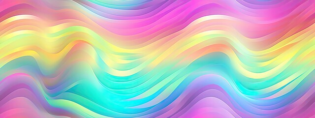 Seamless Y2K Futurism iridescent pastel electric wavy glitchy holographic ombre gradient waves background texture. Modern opalescent pale rainbow neon nostalgic cyberbunk vaporwave pattern